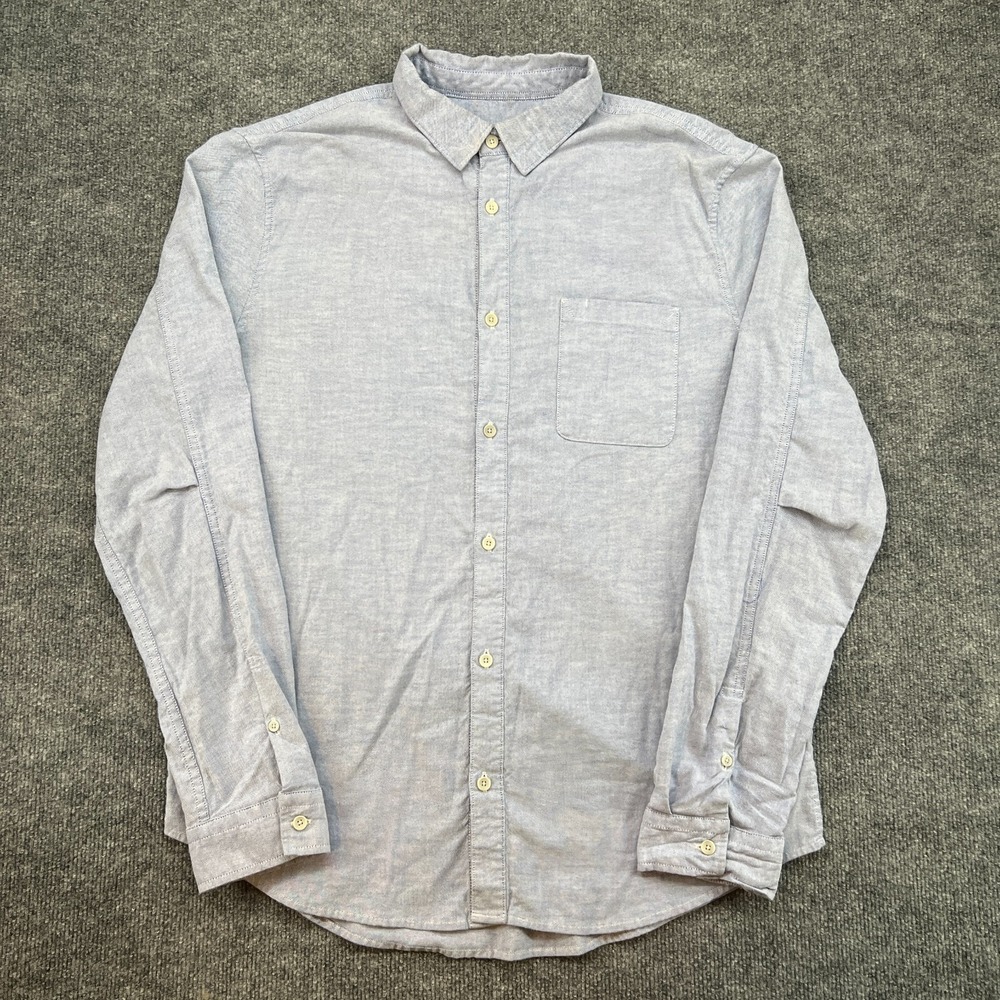 Lululemon Shirt men's 2XL Blue Knit Oxford All Town Preppy Collared Pocket Logo